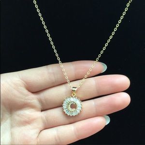 New 18J gold “C” CZ diamond chain for women